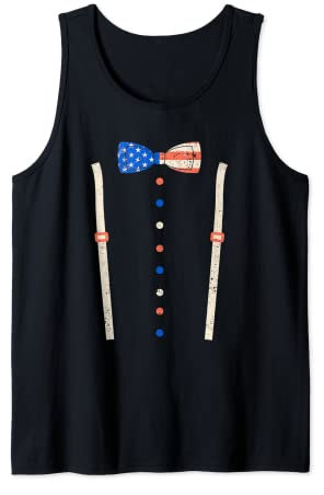 Kummerbund Fliege Hosenträger USA Flagge Smoking Kostüm Tank Top