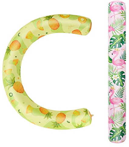 WERNNSAI Aufblasbares Schwimmnudel-Set – 2 Stück Pool-Nudeln für Erwachsene, Poolnudel, Rosa, Gelb, gebogen, Schwimmbad-Schwimmer für Sommer, Urlaub, Meer, Strand, See, Party (Flaming & Ananas)