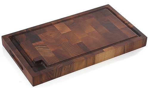 Zassenhaus Schneidebrett aus Walnussholz mit Saftrille und integrierten Griffen, 45,7 x 25,4 x 4,1 cm