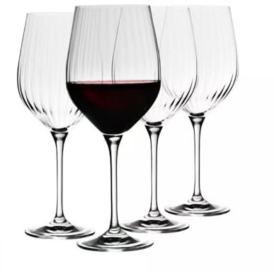 Krosno Copas de vino tinto | Juego de 4 | 450 ml | Colección Harmony LUMI | Regalo de boda | Perfectas para casa, restaurantes y cocina | Apto para lavavajillas | Cristal sin plomo