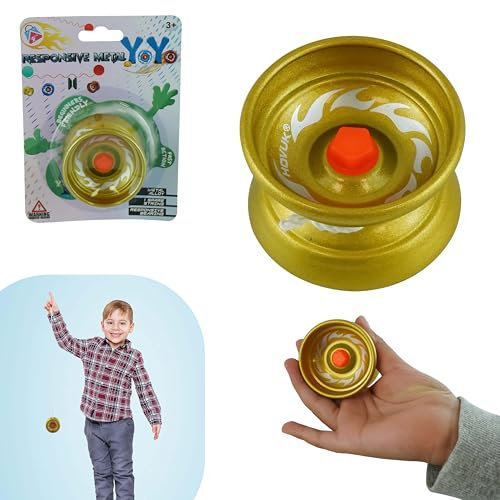 Yoyo aus Metall und Aluminium, vergoldet, für Kinder, 5 cm, professionelles Yoyo mit Seilen, Yoyo, doppelt, für Erwachsene, Anfänger 3 + Y
