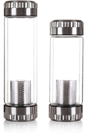 Botellas De Agua Bicicleta 40 0ml Tipo de negocio Botella de vidrio Botella de vidrio con acero inoxidable Té Infusor Filtro Filtro de pared de doble pared Botella for beber Botella De Agua Para Bicic