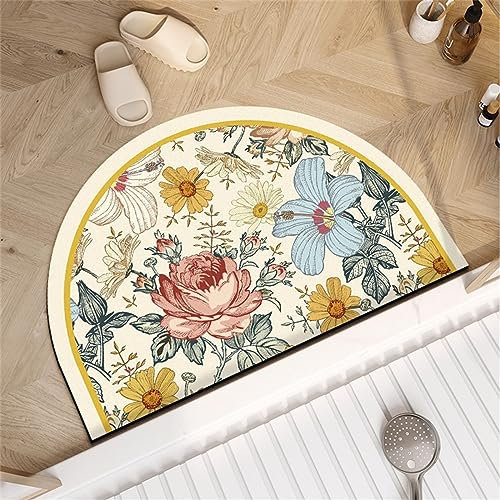 Badezimmerteppich, Badematte, FußMatte, Badteppich 70x120cm, Badvorleger, Badematte Badteppich Badvorleger Rutschfest Waschbar, Teppich Badezimmer Teppiche, Bathroom Mat, Bath Mat, Badematten, Peony