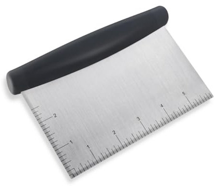 Kunststoff Brotschaber Teigschneider mit Messskala Mehrzweck-Bankschaber Küchenwerkzeug Gebäckschaber für Kuchen Backen Lebensmittel Pizza Edelstahl Teigschaber und Zerkleinerer Bankmesser (schwarz)