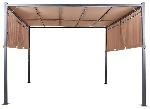 Garten Pergola braun 310x310 cm Sonnenschutz Metallrahmen LED Beleuchtung Parga