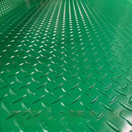 Gummimatte 2,5 mm dicke Bodenbelagsrolle – Oxford-PVC-Gummi-Bodenmatten, schmutzabweisend – kommerzielle rutschfeste Bodenschutzmatte – Diamantplatten-Anhängermatte für unter dem Auto ( Color : Green