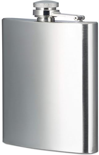 CHEFZOCO Fiaschetta in acciaio, Flacone di liquore, Fiaschetta di alcool, Bottiglia di liquore, Liquore portatile, Fiaschetta da viaggio, 9,5 cm x 13,5 cm, Capacità 240 ml, Acciaio inossidabile