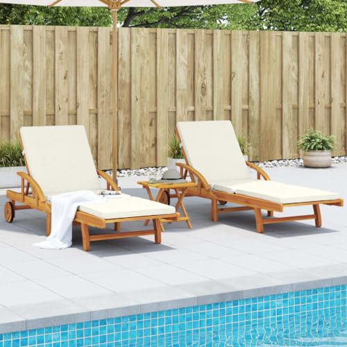 LAPOOH Sonnenliegen 2 STK. mit Auflagen 200x68x83 cm Massivholz Akazie, Gartenliege, Liegestuhl, Sonnenstuhl, Sonneninsel Outdoor, Liegen, Gartenmöbel, Bäderliege, Relaxliege - 3206372