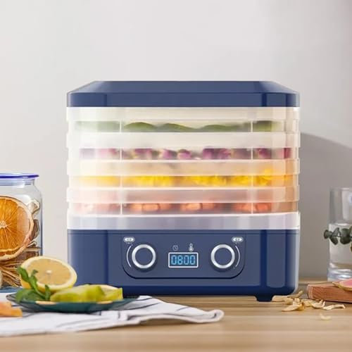 5 Tray Mini Electric Food Dehydrator,48h Timer Fruit Dryer,Food Preserver,Stackable Trays Machine,30-70°C Adjustable Temperature, for Meat,Fruit,Vegetables Snacks(Blue)