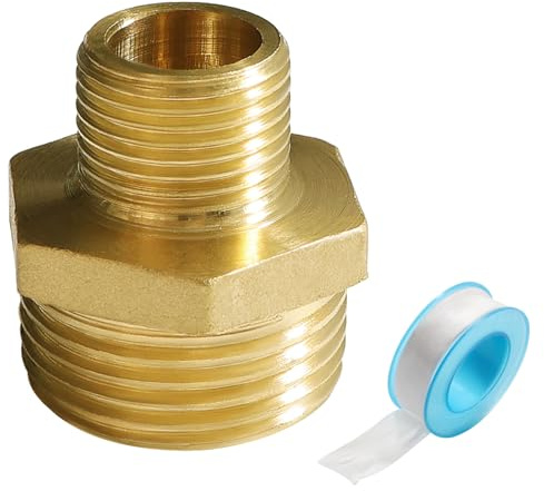Lyeteung 1 pz G3/4 maschio a G3/8, filettatura in ottone esagonale capezzolo, raccordo esagonale per tubo dritto, con nastro idraulico