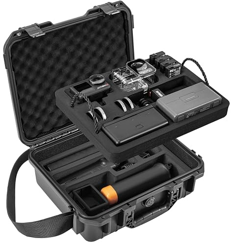 Tomat Action 6/5 Pro Koffer Hülle Wasserdicht Hart Doppellagig Tragetasche für DJI Osmo Action 6/5 Pro/4 Zubehör Hartschalen Reisetasche Tasche,Schutz, kompatibel mit MIC 2/multifunktionaler Ladegriff