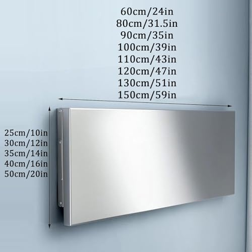 Klapptisch zur Wandmontage, 304 Edelstahl, Küchenregal, aus lebensmittelechtem Edelstahl, geeignet für Wohnzimmer, Balkon, Badezimmer oder Waschküche (90 x 50 cm)