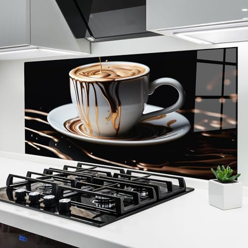 ARTHUB® Küchenrückwand aus Glas 60x150 cm, 4mm ESG | Spritzschutz, Glasplatte, Herdspritzschutz, Wandschutz für Herd, Hartglas, Lebensmittel, Kaffee, Cold Coffee Drink