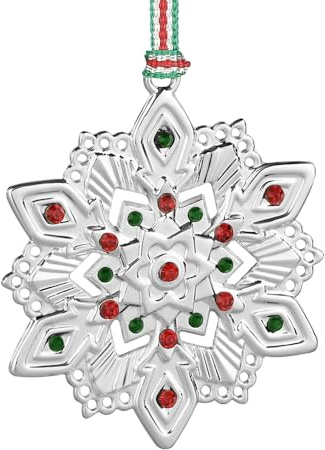 Newbridge Silverware Green & Red Snowflake Christmas Tree Ornament