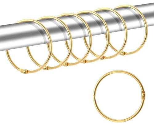 Hsyadazi 20 anillos de cortina para abrir, anillos de cortina de ducha de 50 mm, clips metálicos para barras de cortina, cortinas y cortinas de ducha con cierre a presión (dorado)