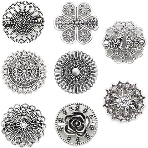 8 Pièces Clips de Pull Vintage, Pinces à Cardigan Florales Vintage | Serrage de Taille de Robe Pinces à Cardigan, Florales Vintage Pinces à Pull, pour Rond Vintage Cardigan Clips Robe, Argenté