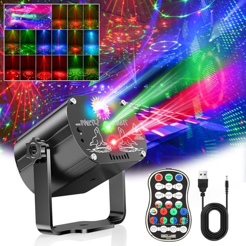 Sfera da discoteca, controllata dalla musica, luce da discoteca, 60 diversi motivi, effetto stroboscopico, luce per feste, con telecomando e USB 2 m, per famiglia, discoteche