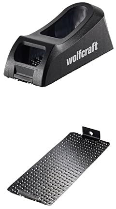 wolfcraft Blockhobel I 4013000 I Der extrabreite Einhandhobel für Gipskarton + wolfcraft Raspelplatte, 1 Stück, 4039000