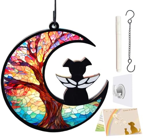 LZXLXS Dog Memorial Suncatcher, Loss of Dog Sympathy Gift for Pet Lovers, Cats Remembrance Ornament, Pet Memorial Gifts, Life tree 2