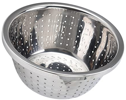 Zerodis Lavandería Basket with Stainless Steel Oxide Trunk for Silver Kitchen, Drainage Holes for Faster Drainage, Multifunctional Rice Sieve, Safe Dishwasher (18cm)
