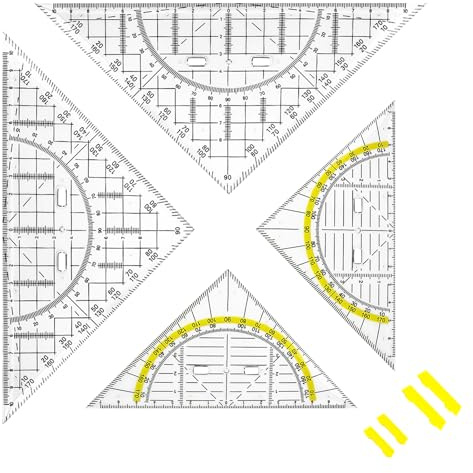 4 Stück Geodreieck mit Griff, Geodreieck Flexibel Transparent, Geodreieck Klein 16 cm, geodreieck groß 22cm, geo dreieck, für Studenten Büro Designer Malerei, Schulsachen