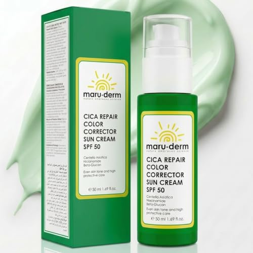 Maruderm Crème Solaire Teintée Correctrice de Couleur Cica Repair SPF 50+ – Haute Protection UVA/UVB, Hydratante & Apaisante à la Centella Asiatica, 50 ML