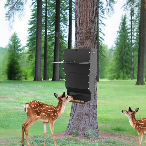 Futterautomat Automatischer 27kg hängender Gross Futtertröge für Hirsch, Hühner, Geflügel, Futterspender mit Deckel, zur Befestigung an der Wand