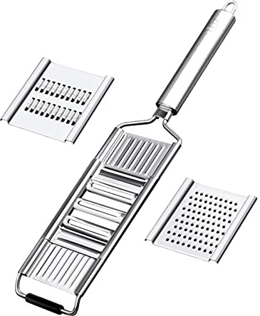 grönsakshackare, Grönsaksrivare - 3-blads köksrivare for morötter och mer Silver, 3-delars set