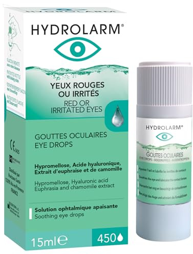 HYDROLARM Yeux Rouges et Irrités – Gouttes Oculaires Apaisantes & Hydratantes – Acide Hyaluronique, Camomille & Euphraise – Soulagement Démangeaisons & Rougeurs – Compatible Lentilles de Contact