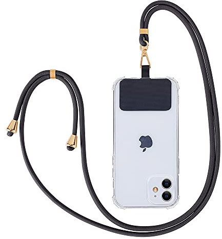 Fycyko Crossbody Phone Lanyard with Patch, Adjustable Nylon Neck Strap Necklace Universal Anti-Theft Phone Strap with Tether Tab Compatible with Most Smartphones and Cases