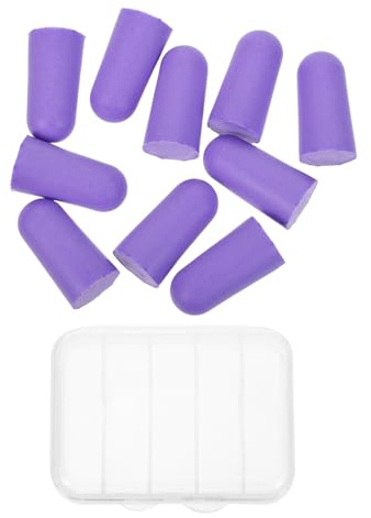 NIYANGLE 10 Stück 10 Stück Lärmschutz Ohrstöpsel aus Memory Schaum Wiederverwendbar mit Etui Geräuschdämpfend für Schlaf Arbeit und Outdoor Lila