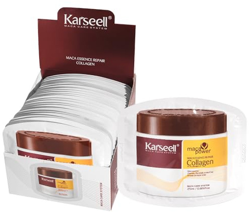 Karseell Kollagen Hårmask 25 ml x 24 st, djupreparation kollagen hårmask för skadat hår, mycket torrt hår alla hårtyper
