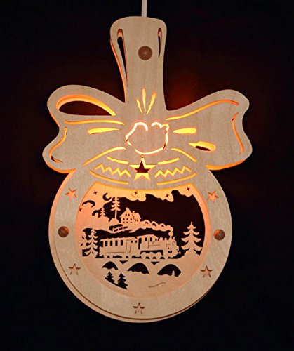 Erzgebirgsstübchen Fensterbild Eisenbahn in Kugel - Weihnachten Advent Dekoration beleuchtetes Fensterbild aus Holz Weihnachtsdeko Weihnachten