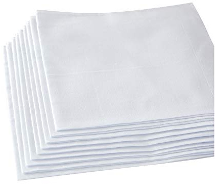 HANKYTEX Men's White Handkerchiefs,100% Soft Cotton Hankies (Pattern 1-12 pcs)