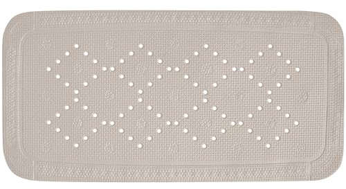 Spirella - Alaska PVC-Schaumstoff-Badematte - rutschfeste Badematte mit Saugnäpfen und Abflusslöchern, schimmelresistent - Taupe - 91 x 36 cm