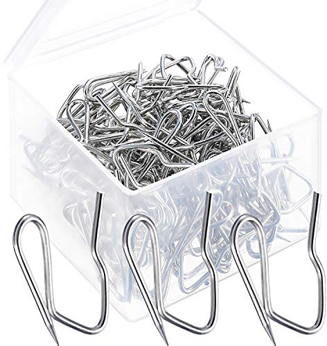 Shappy 120 Pack Drapery Hooks Pins for Curtains, Metal Pinch Pleat Hooks with Clear Box 1.2 Inch for Window Door and Shower Curtain(Silver)