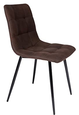 SAM Esszimmerstuhl ULF, Stoffbezug braun, Schwarze Metallfüße | Schalenstuhl im skandinavischen Stil, quadratische Absteppungen, pflegeleichter Stuhl