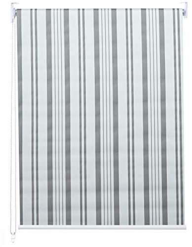 Rollo HWC-D52, Fensterrollo Seitenzugrollo Jalousie, 100x230cm Sonnenschutz Verdunkelung Blickdicht - grau/weiß