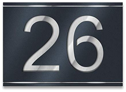 Metzler Numero civico in acciaio inox V2A, targa personalizzata in antracite RAL 7016 con numero civico tagliato al laser. Inossidabile, effetto 3D, incl. incisione, dimensione: 21,5 x 15 cm