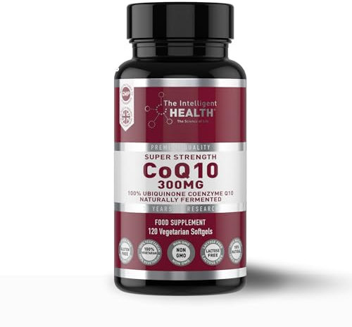 Ubiquinone Coenzyme Q10 300mg Softgel Capsules, 120 Super Strength Vegan Friendly Naturally Fermented High Absorption CoQ10 Capsules Made in The UK to GMP Standards – by The Intelligent Health