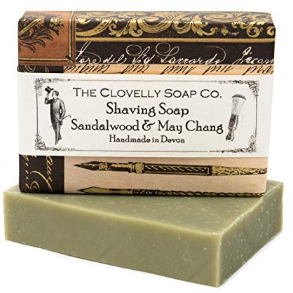 Clovelly Soap Co Natural Handmade Shaving Soap Bar with Sandalwood & May Chang for all Skin Types 100g