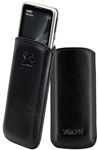 Suncase Original Leder Etui kompatibel mit Nokia 6700 Classic Hülle Tasche Ultra Slim Ledertasche Schutzhülle Case (mit Rückzuglasche) in schwarz
