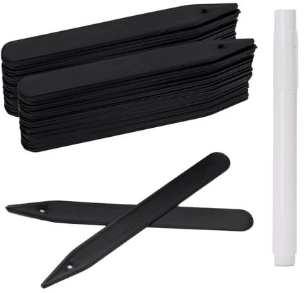 KINGLAKE 100Stk 15.2CM pflanzenschilder pflanzenstecker hängende für draussen wetterfest gartenschilder zum pflanzen Baum kräuterschilder beschriftung planzenschilder sschilder mit Löchern,Schwarz