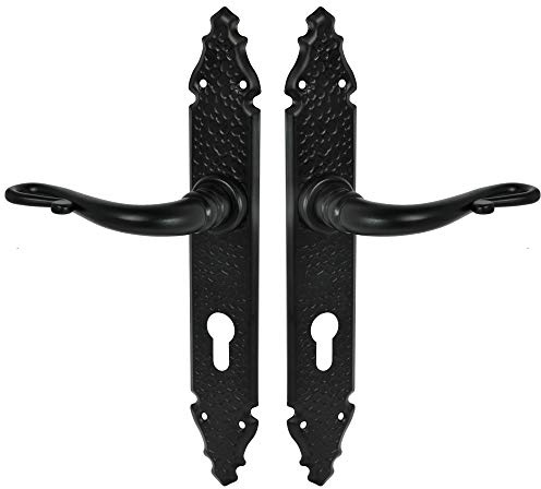 HardwareStore Türbeschlag Drückergarnitur Türgriff BB PZ WC Schwarz Türdrücker Schmiedeeisen (O.90 PZ - Profilzylinder)