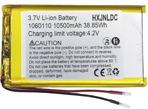 DC 3,7v 10500mah 1060110 Batterie au Lithium polymère Rechargeable pour DIY 3.7-5v Produits électroniques avec 2 Fils intégrés de Remplacement de la Batterie et de la lumière LED
