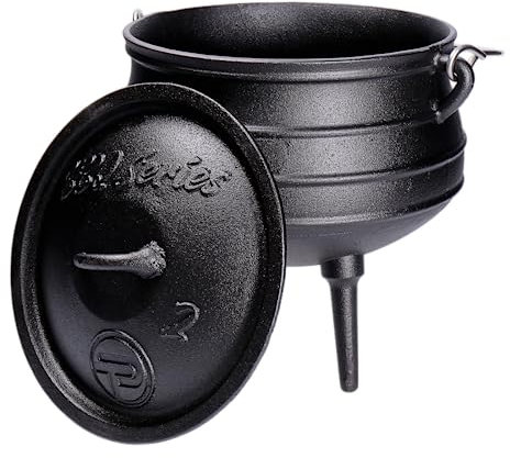 TP BBQ Potjie - Hervidor de hierro fundido sudafricano, horno holandés con tapa y patas, olla de tres patas para guisar, para cocinar como accesorio de camping para cocinar al aire libre (Pot 2)