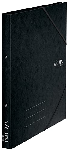 VON Leitz Ringbuch A4, Mit 2 Ringen, Gummibandverschluss, Karton, 25 mm Rückenbreite, Für 140 Blatt, Ringordner für Schule, Studium & Haushalt, 5 Stück, Schwarz, 30120095