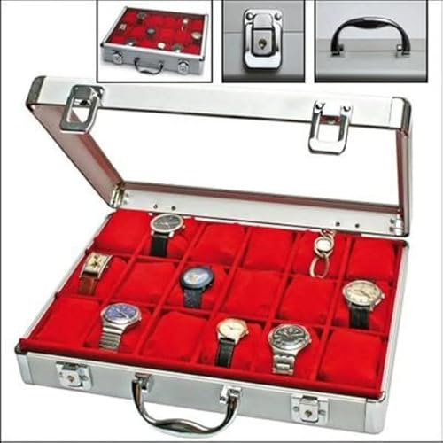 OISE ART STORE Trade Shop - Safe Uhrenkoffer 18 Sitzer 18 Uhren Aktenkoffer Aluminium -