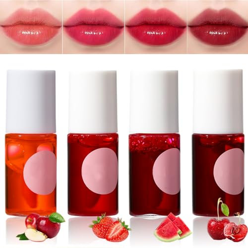 Sitovely 4 Farben Lip Tint Stain Set, Hydratisierender, feuchtigkeitsspendender, matter, flüssiger Lippenstift Lip Gloss, Langanhaltende Non-Stick Cup Lip Makeup für Wangen und Augen
