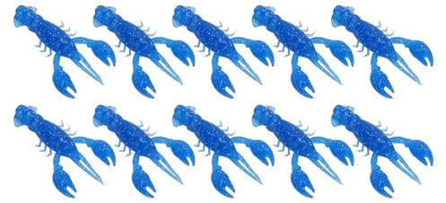 10Pcs Leurres de Pêche à l'Achigan Plastique Souple, 5,5 cm/2,2 po Appâts Eau Douce Eau Salée Écrevisses Homard Leurre Artificiel (Bleu)